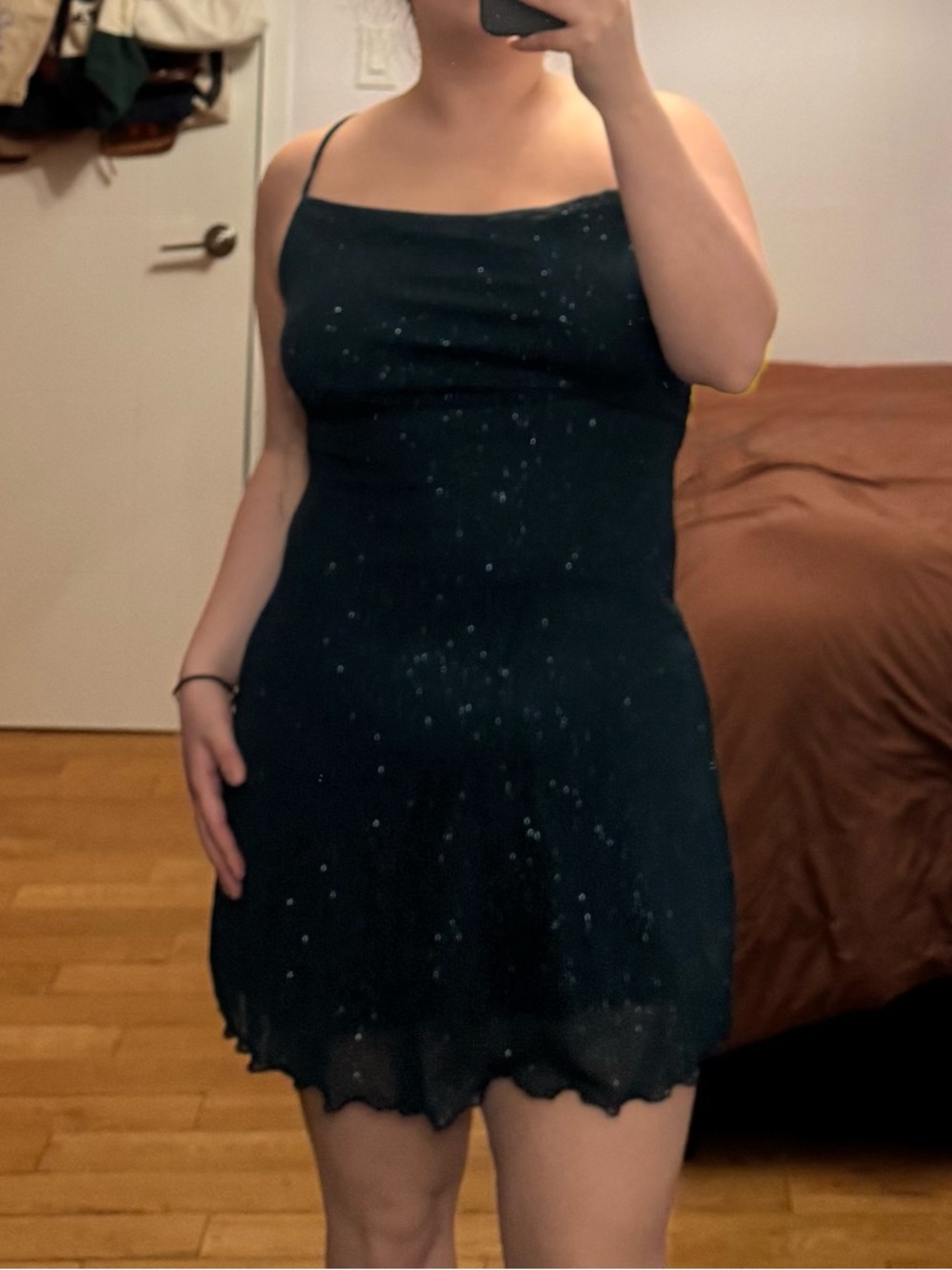Sparkle Slip Mini Dress in Black